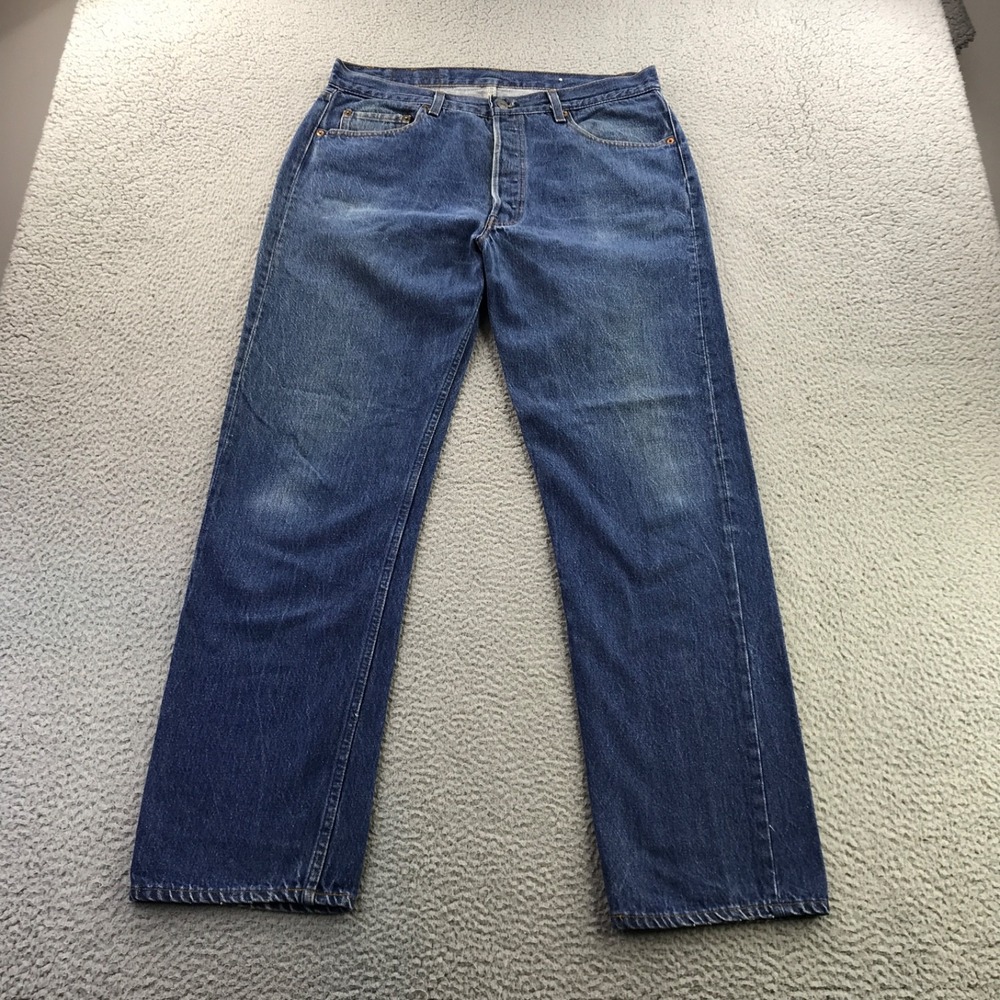 VTG Levis Jean Men 36x32 (Fits 32x31) Blue 501 Faded Dark 80s Denim Made In USA